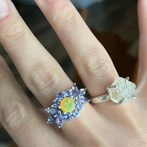 Size 7 Fire Opal & Tanzanite